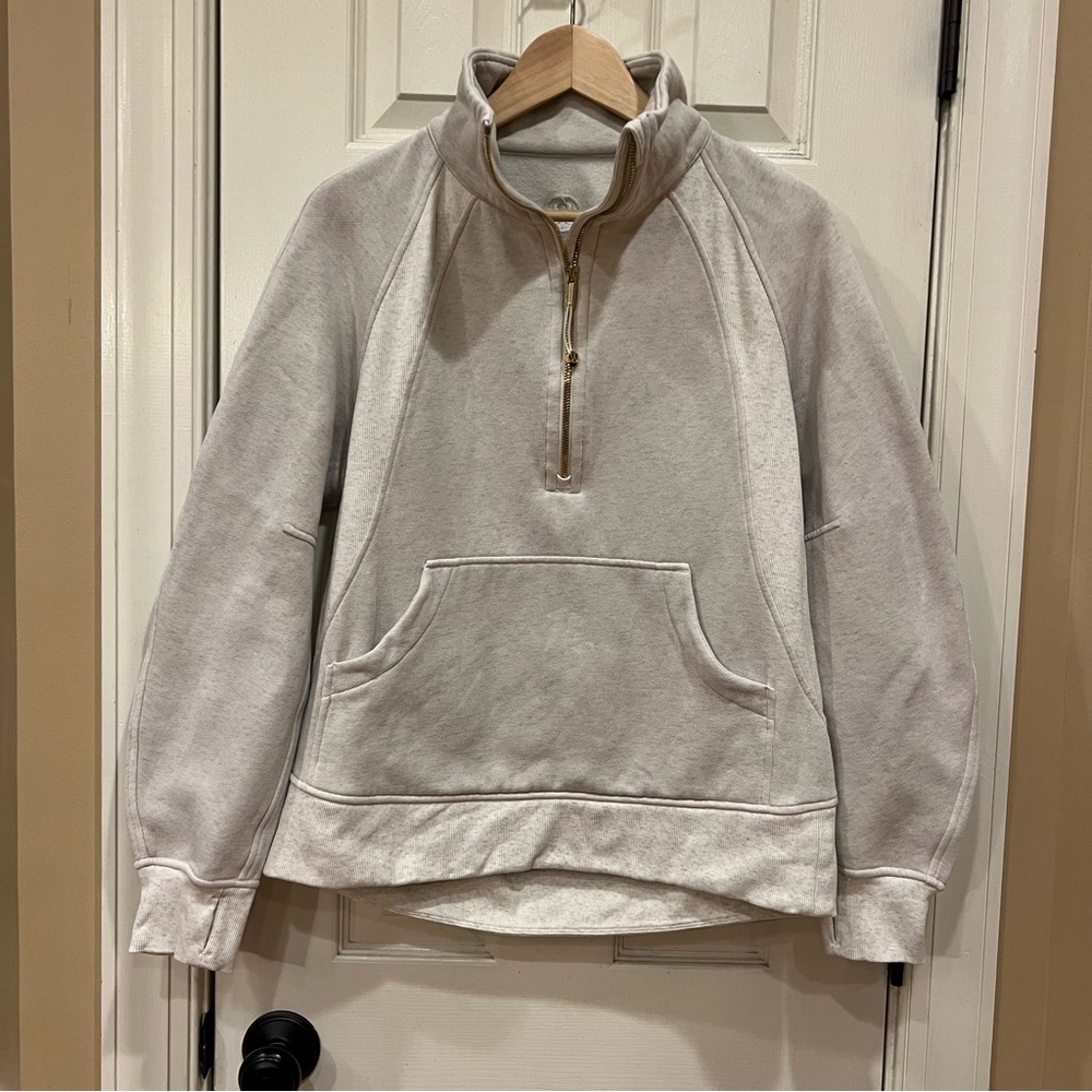 Lululemon Scuba Oversized Funnel-Neck Half Zip Long Heathered Light Ivory Gold